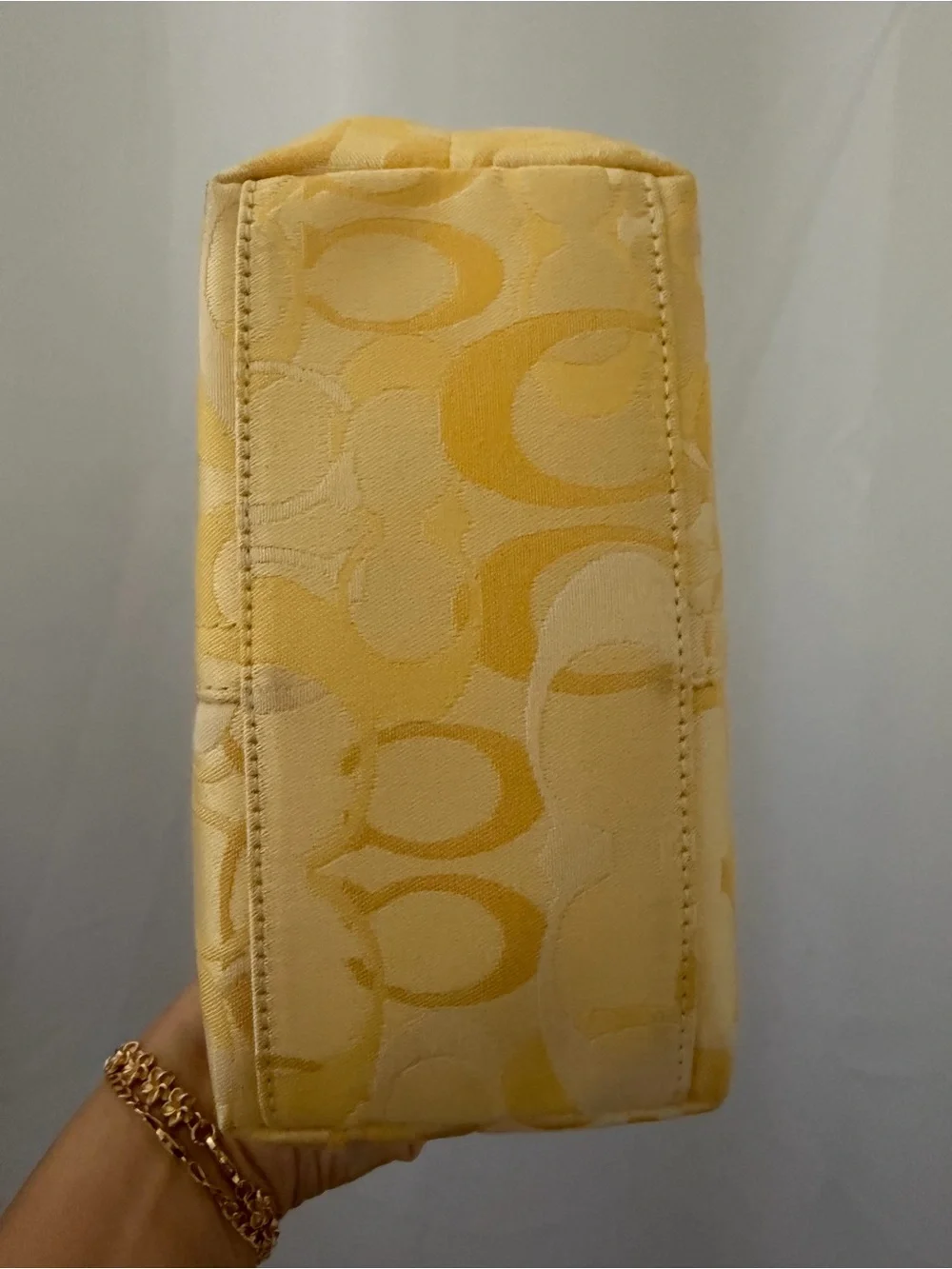 Coach Yellow Signature Jacquard Mini Bag with Top Handle